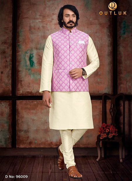Pink Colour Outluk 96 New Latest Designer Ethnic Wear Kurta Pajama With Jacket Collection 96009